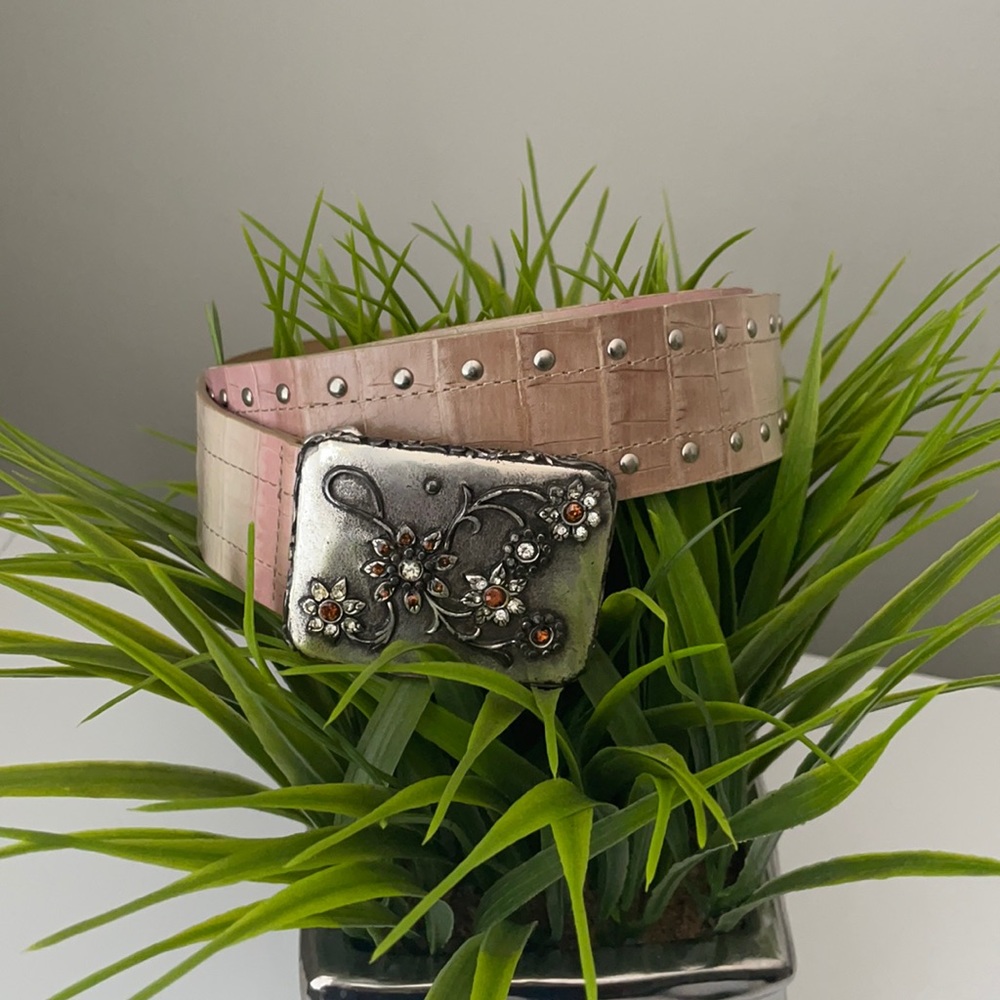 Women's Berge Leather Belt Pink Beige